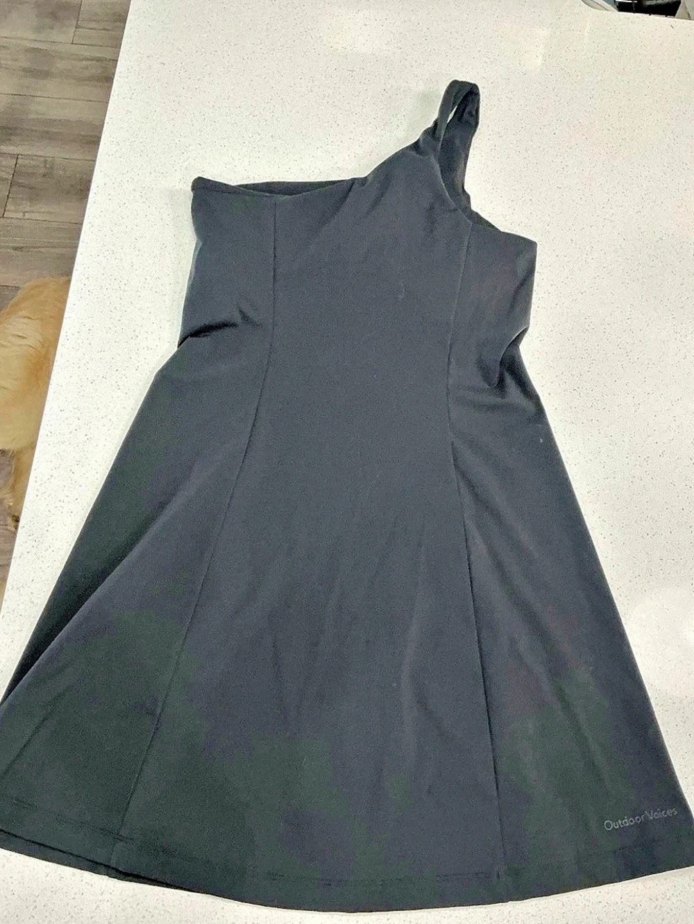 Outdoor Voices One-Shoulder Exercise Dress Black Mini Small